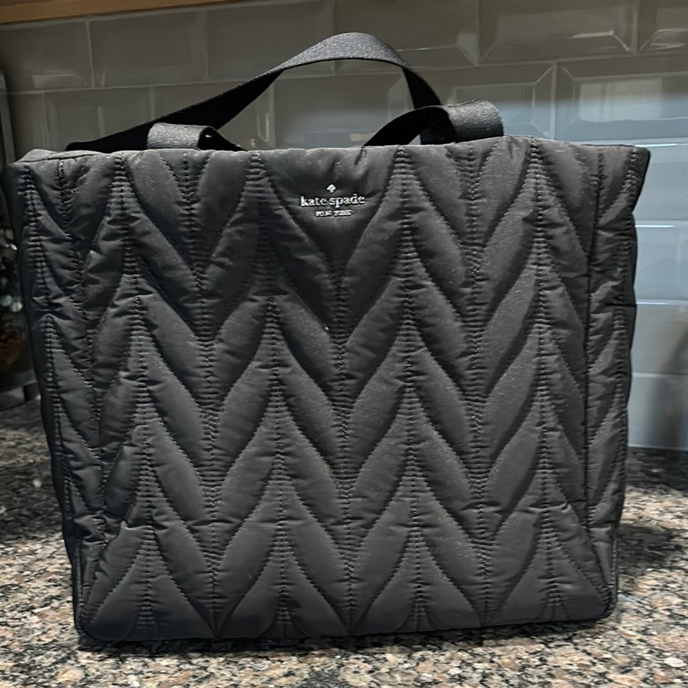 kate spade black quilted tote